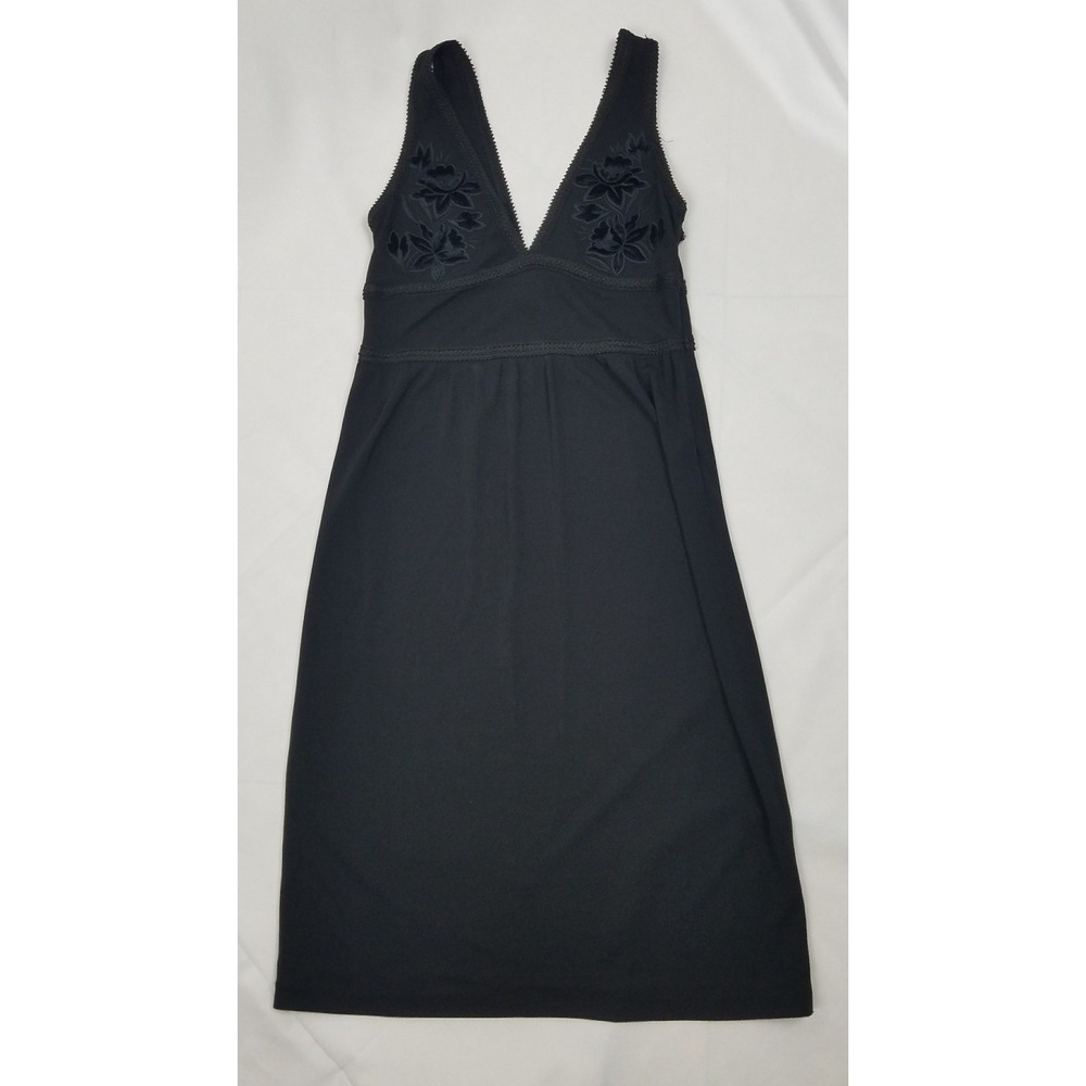 Dkny Women S Sleeveless V-Neck Black Dress High Waist Embroidery Prom Homco